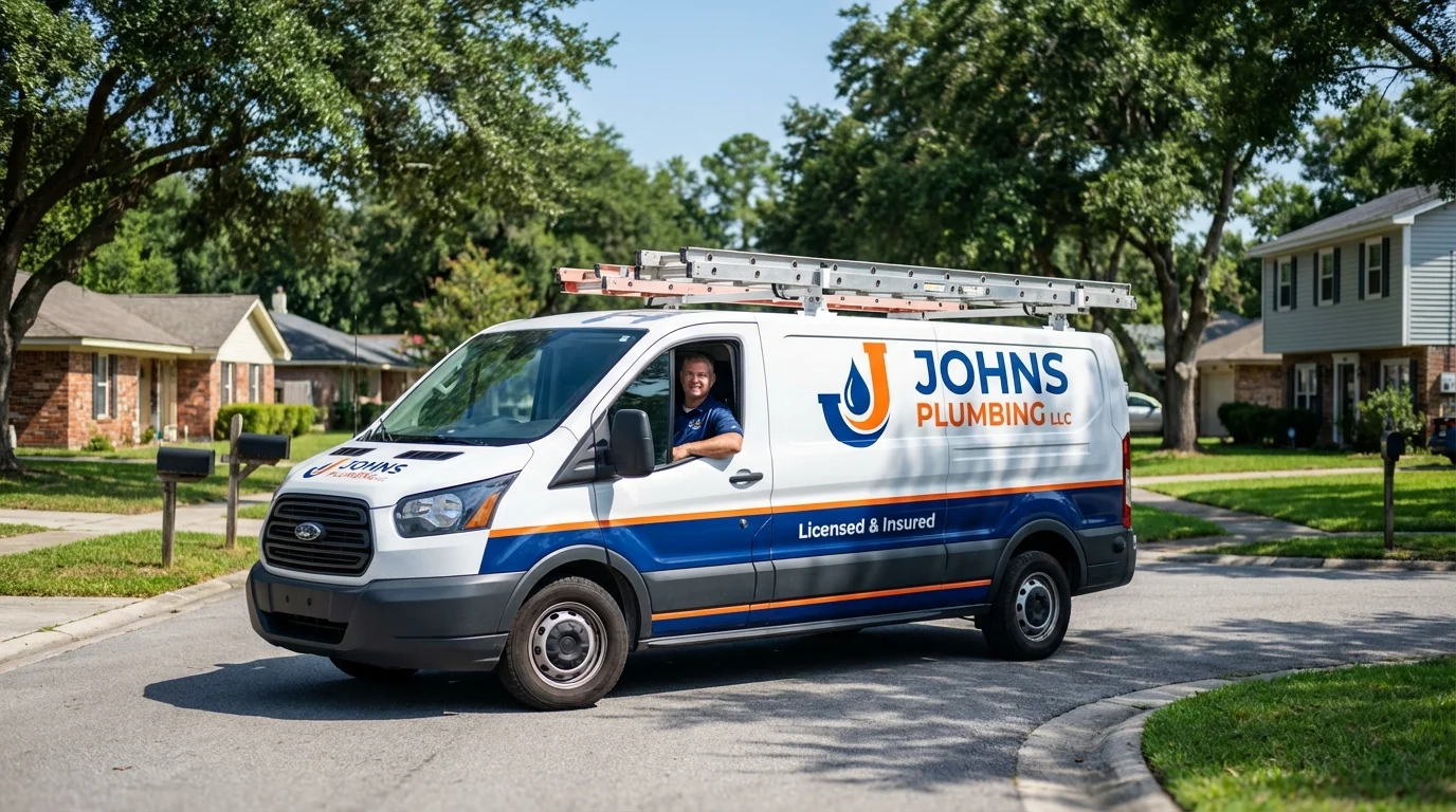 Johns Plumbing LLC service van in El Paso, IL