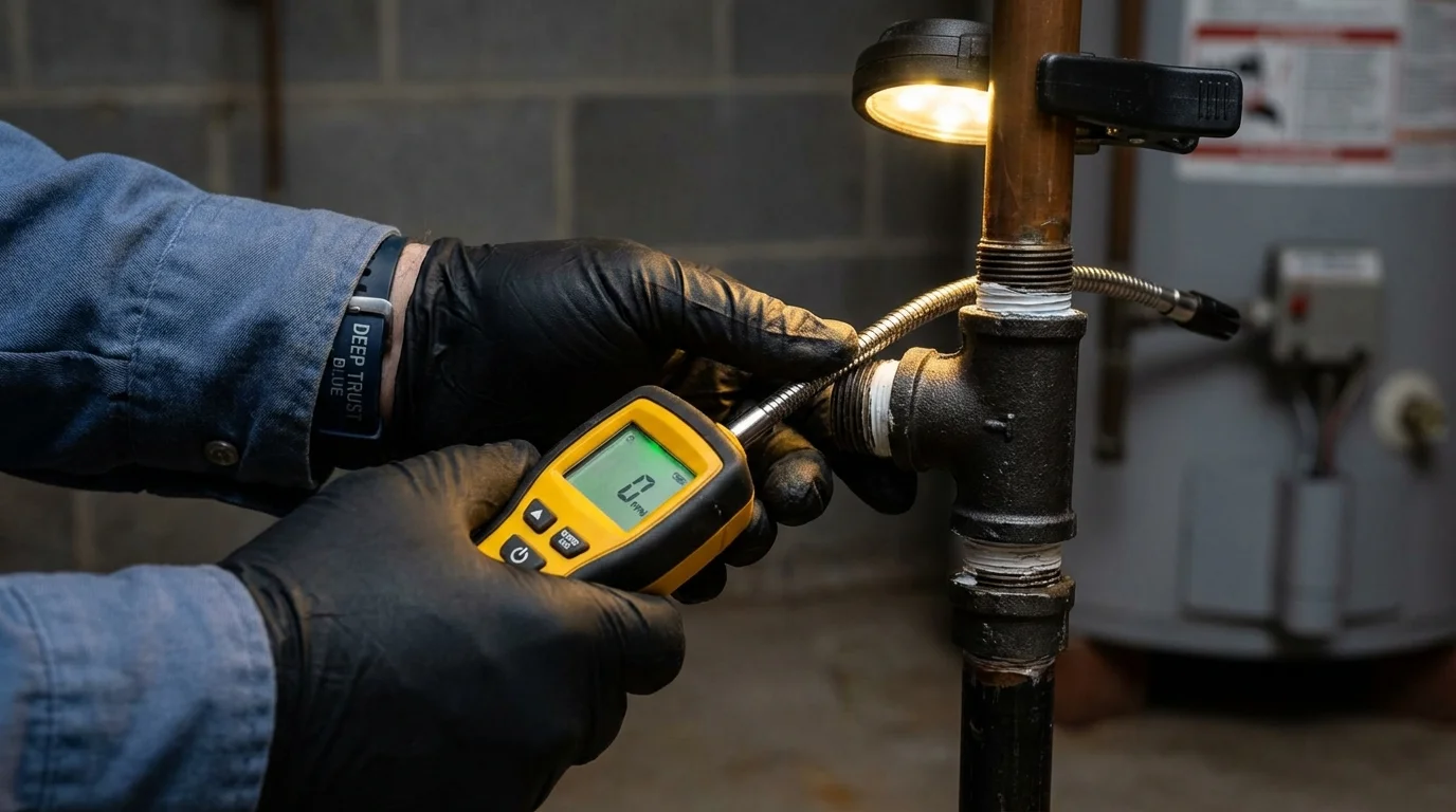 Gas leak detection with electronic sniffer by Johns Plumbing LLC in El Paso